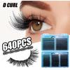640Pcs 8-16mm Length Fake Eyelash Wispy Style DIY Lash Extension Kit 3D Faux Mink Lash  Easy Removal