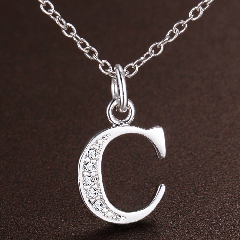 26 letters 925 sterling silver Necklace Pendant Shining 5A Zircon for Women Fashion Wedding Engagement Jewelry GiftsGood product