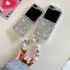 Cute Cartoon Butterfly Bracelet Case for Samsung Galaxy Z Flip 5 4 3 6 Flip5 Flip4 Cat Dog Mirror Make Up Wrist Chain Cover