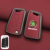 FMO3 Zinc Alloy Leather Car Remote Key Case Cover Protector Shell Fob For Skoda Superb A7 Kodiaq Octavia A7 A8 Keychain Accessories