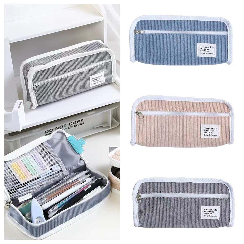 Large Capacity Korean Style Pencil Case Desktop Storage Pencil Pouch School Office