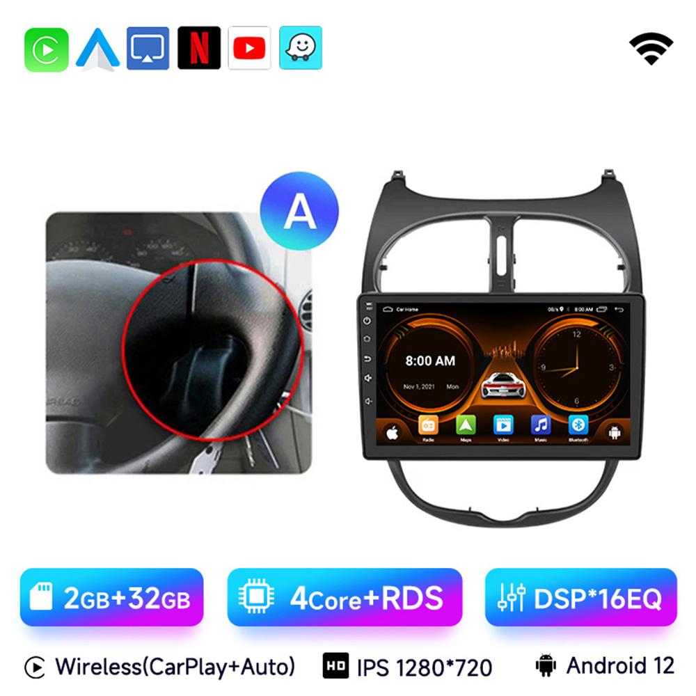 JIUYIN  Android 13 Car Radio For PEUGEOT 206 206CC 206SW 2000-2008 Auto Multimedia Player GPS Autoradio Carplay 2 din