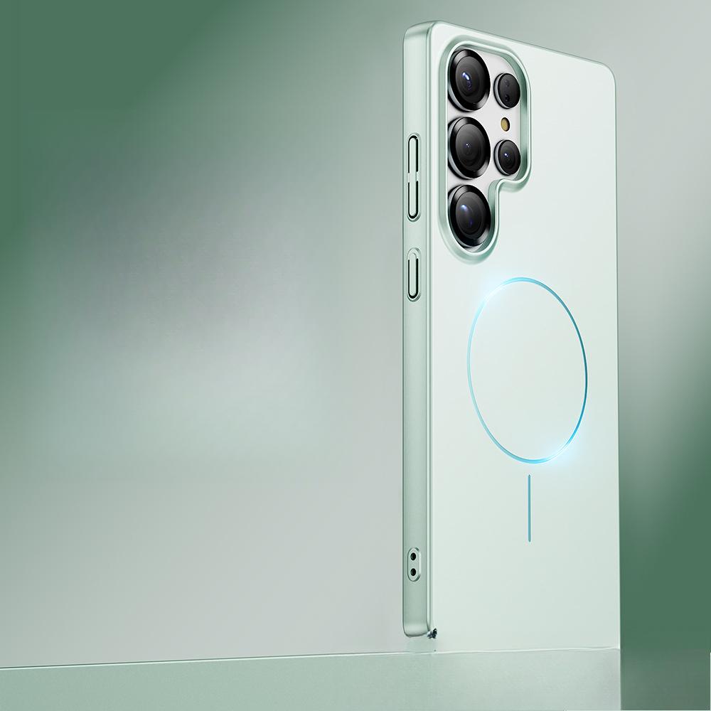 Металлизированная краска-спрей с ощущением кожи, подходит для Samsung S25Ultra Глянцевый тонкий ободок Магнитный чехол для телефона S24 Ударопрочный S23PC