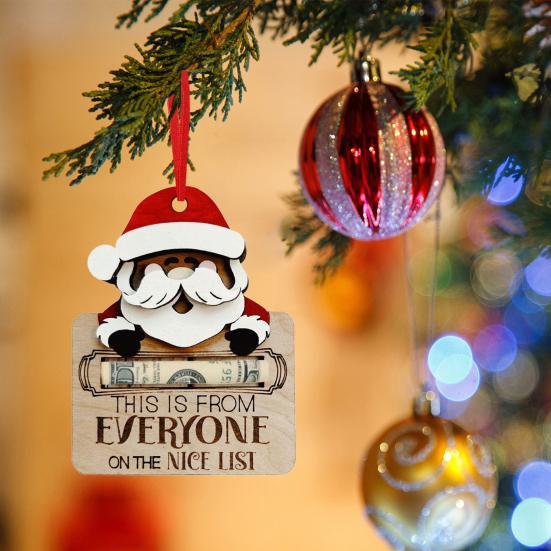 Деревянный рождественский зажим для денег, стиль Санта-Клауса, подвесной кошелек, создающий атмосферу, украшение кошелька на праздничную тематику