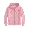 Unisex Hooded Zip-Up Sweatshirt With Heart Print Lightweight Warm Casual Pullover Fall Youth Streetwear