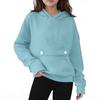 Children's Oversized Pullover Long-Sleeve Hooded Sweatshirt With Button Pockets In Solid Color