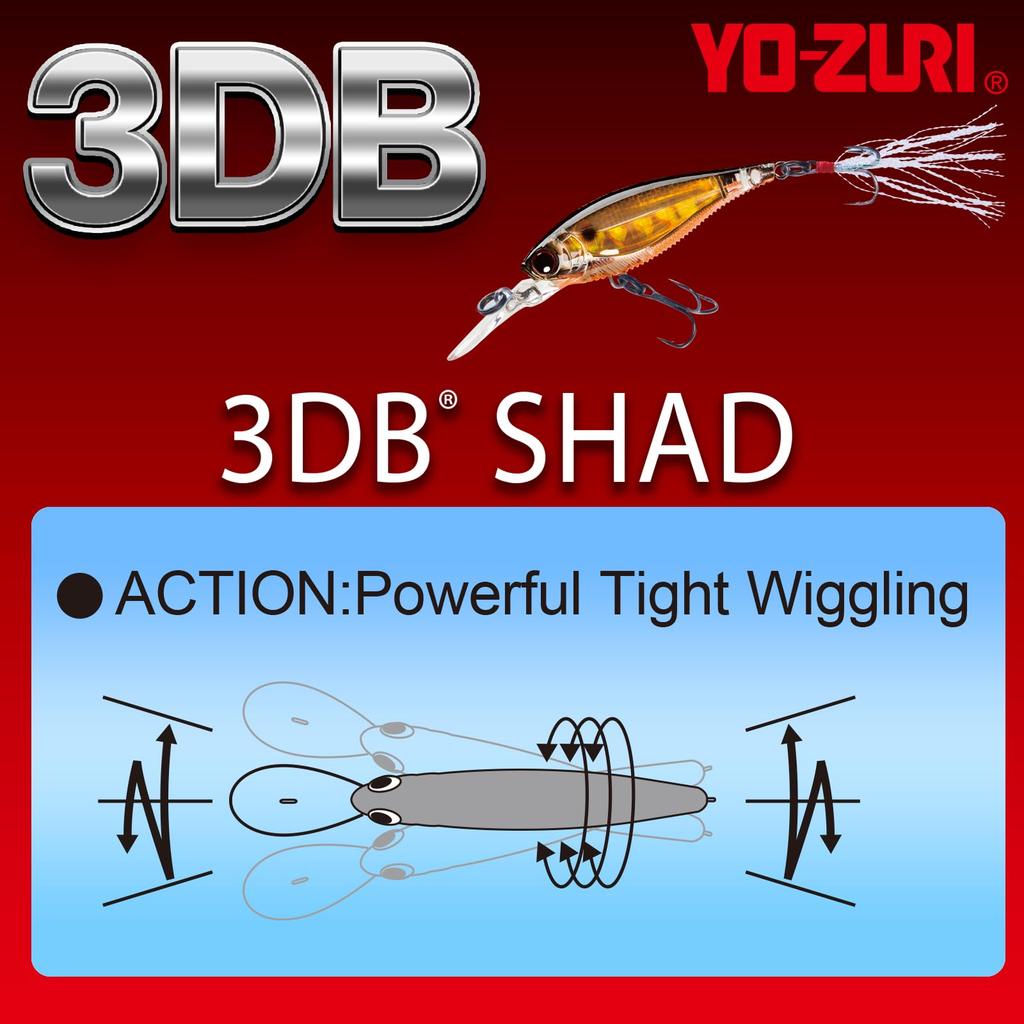YO-ZURI Воблер для басса 3DB Shad (SP) 70 мм Цвет: Закатный Шэд