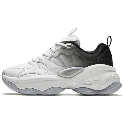 Slip Resistant Abrasion Resistant Low Top Chunky Sneakers Women's White Gray Black 122518891-9