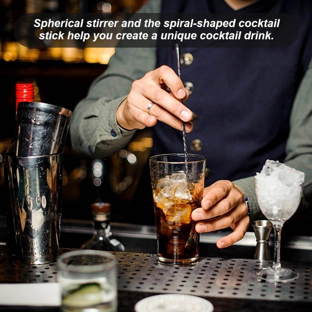 Мадлер для коктейлей из нержавеющей стали, спиральная ложка для смешивания, измельченное эскимо из нержавеющей стали, инструмент для смешивания бармена в домашнем баре