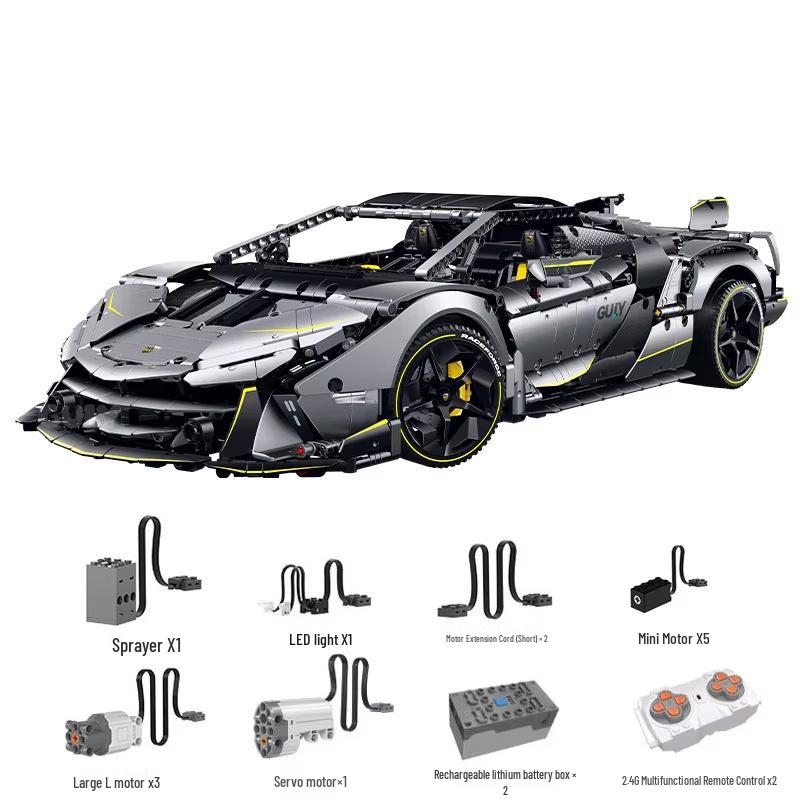 1:8 Lamborghini Покрытый Гальваникой Спортивный Автомобиль на Радиоуправлении - Строительные Блоки Сложной Сборки, Совместимые с Lego