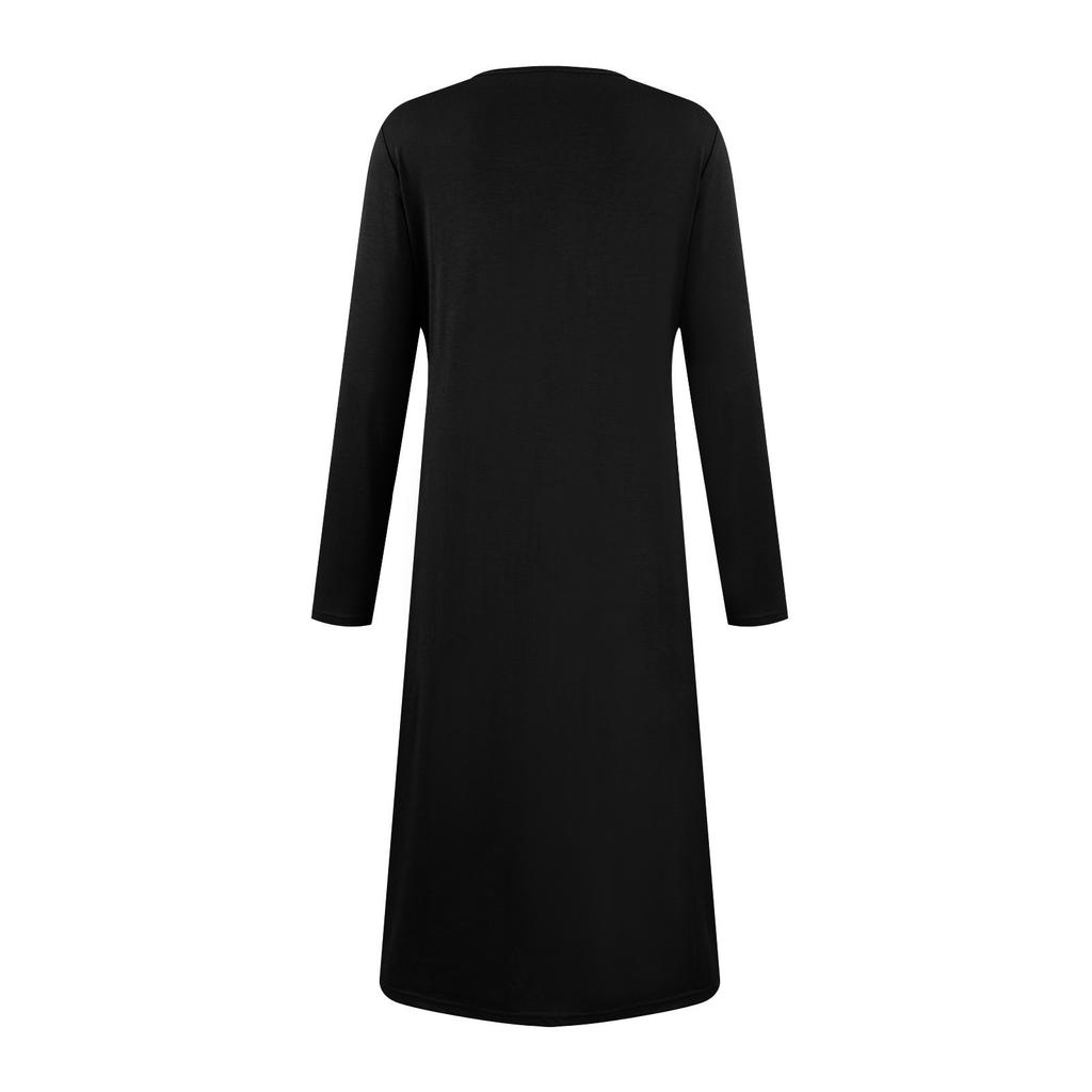 Женские повседневные модные длинные платья с квадратным воротником и длинным рукавом, кружевные, однотонные, винтажные, с карманом, осень и зима