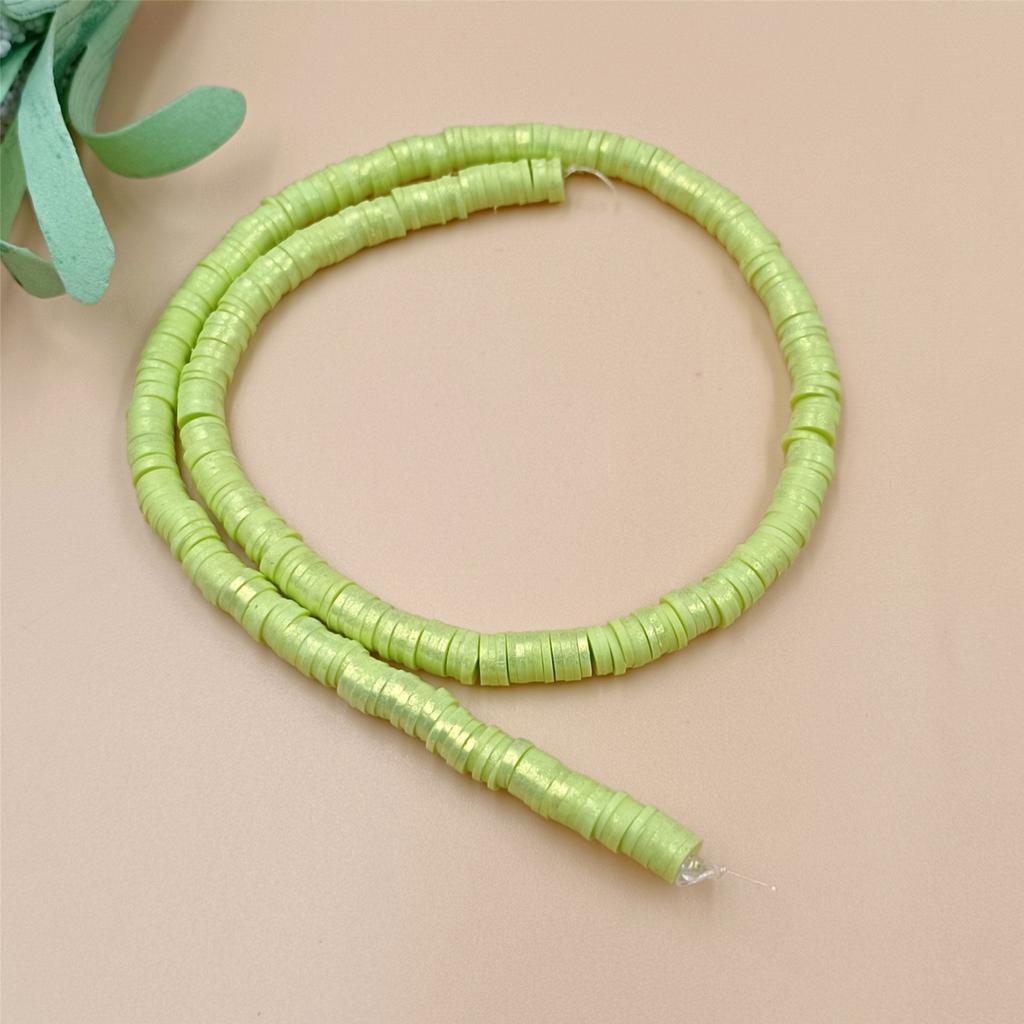 7 Colors 350PCS 1 String For Jewelry Making 6mm Spacer Beads Fashion Polymer Clay Pearlescent Powder Loose Beads DIY Handmade Necklace Bracelets