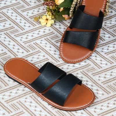 2024 Обувь больших размеров для женщин Базовые женские тапочки Повседневные тапочки для улицы Женские сандалии с круглым носком и открытым носком