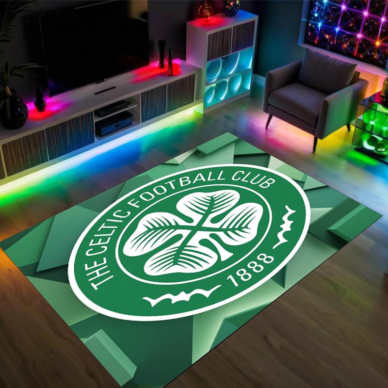 Celtic FC Design Crystal Velvet Carpet Cozy Non?Slip Printed Rug For Bedroom Living Room Entrance