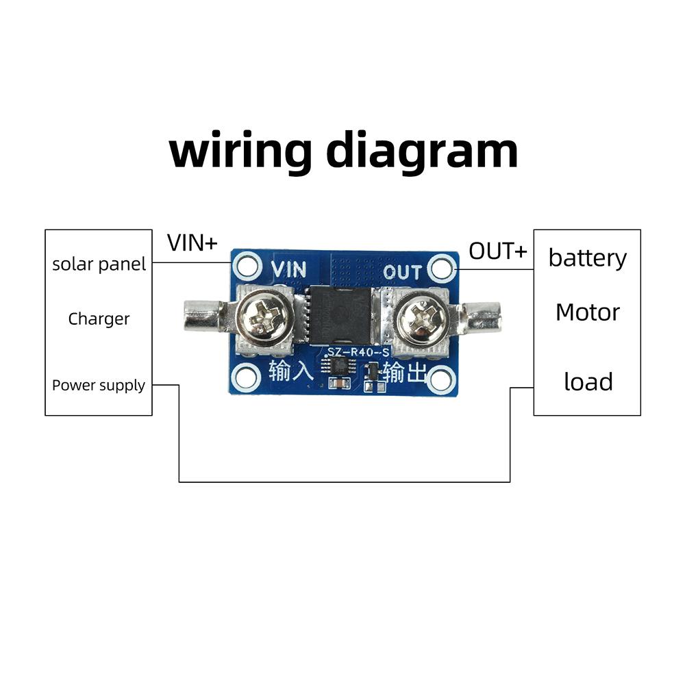 100A 65A 40A Ideal Diode Module No‑Ground Anti‑Reverse Current Anti‑Backfeed Protection for Solar Charging Battery Power System