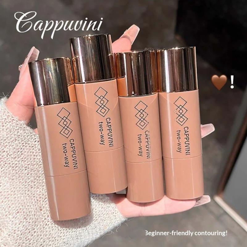 Cappuvini Двусторонний стик-бронзер и контуринг для лица, кремовый макияж, стойкий, гладкий, консилер, осветление лица, контуринг с кистью