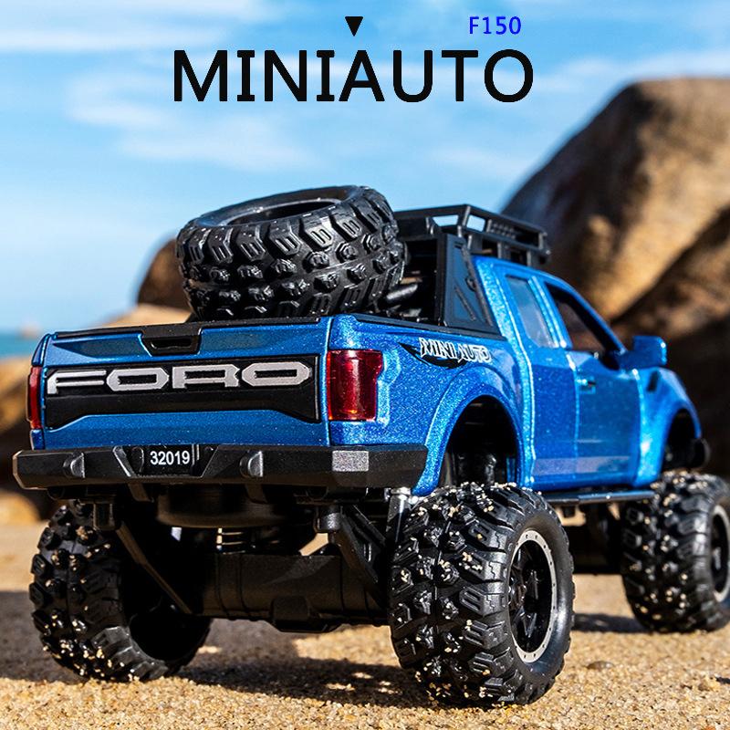 Масштаб 1/32 Ford Raptor F150, литая под давлением модель автомобиля, игрушечный автомобиль с откатным механизмом, звуком и светом для детей, коллекция подарков для мальчиков и девочек