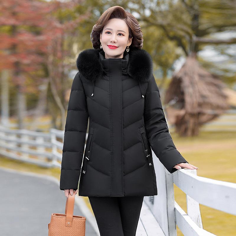 Mom's padded jacket thickened medium and long winter jacket middle-aged and elderly padded clothes women's down padded clothes age-reducing fashion