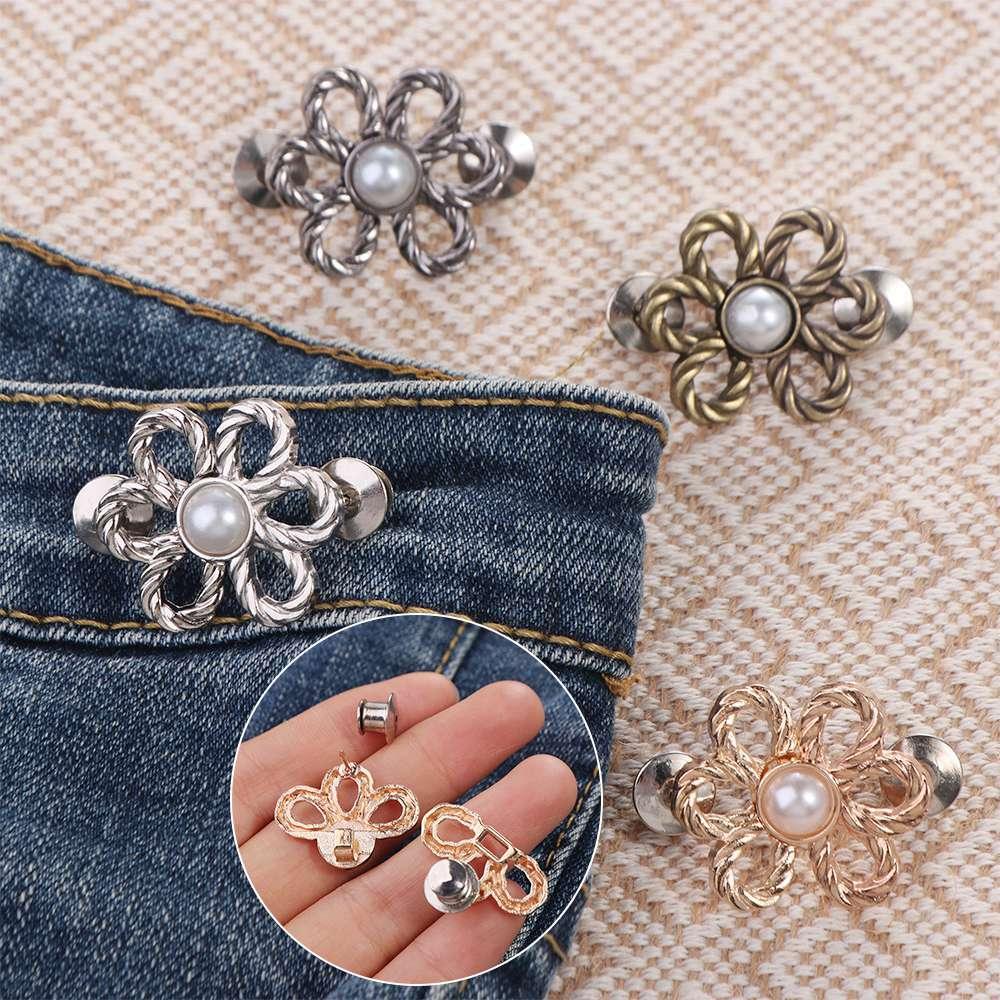 Button Clasps Flower Pants Button Tightener Zinc Zinc Alloy Jean Buttons for Loose Jeans Party