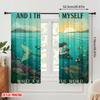 2pcs 2D flat printing Curtain Mermaid Reading Wonderful Ocean Polyester Fabric Without Electricity Festive Holiday Use for