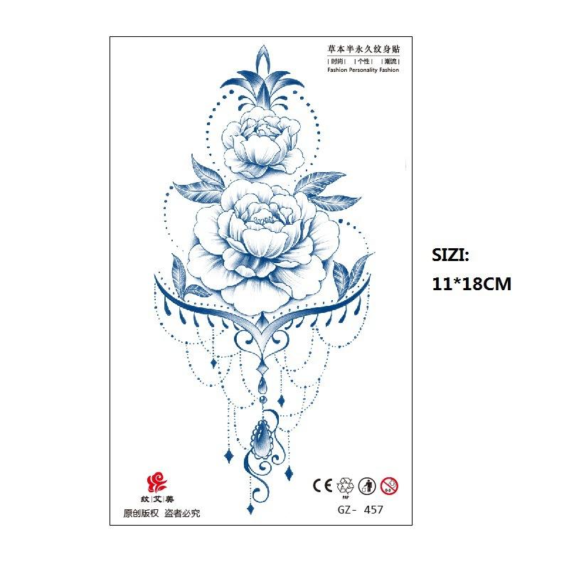 Herbal Juice Tattoo Sticker Geisha Bergamot Brahma Blossom Back Arm Back Non-Reflective Keep 15 Days Sticker