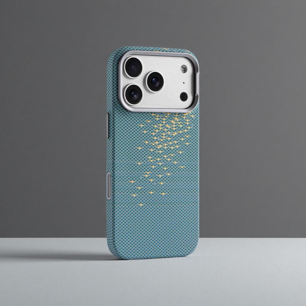 Магнитный чехол Kevlar для iPhone 17 Pro Max с дизайном «Световая волна» для полного покрытия