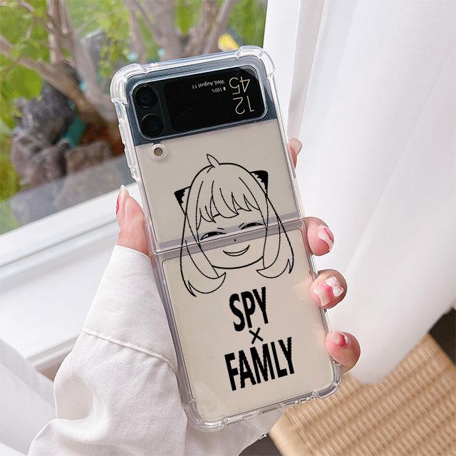 Роскошный чехол SPY X FAMLY для Samsung Galaxy Z Flip 3 4 5G Funda Z Flip3, прозрачный жесткий противоударный чехол для телефона из ПК