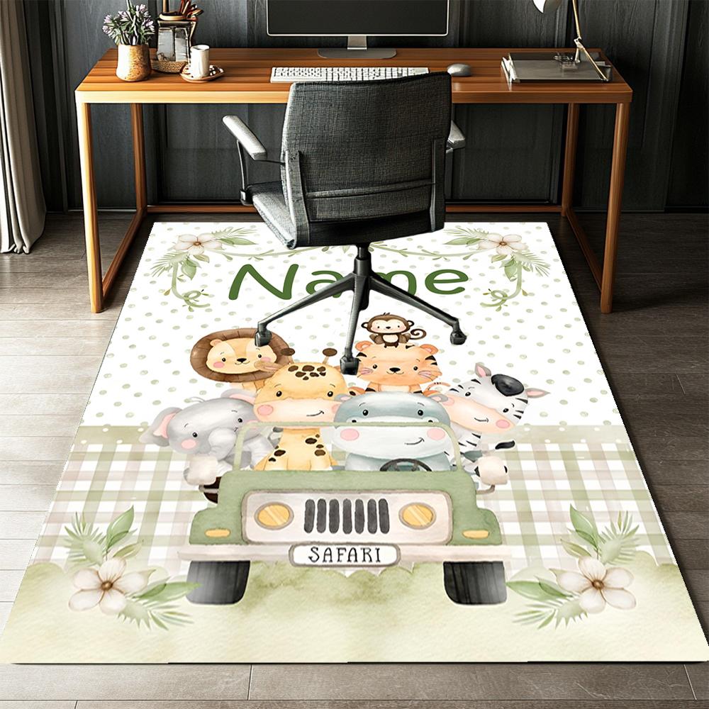 Custom Name Animals Printed Carpet,Rug for Office Chair Living Room Bedroom Kitchen Room Decor Gifts.