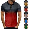 Men's Fashion Casual Short Sleeve Gradient Printed Lapel T-Shirt Tops
