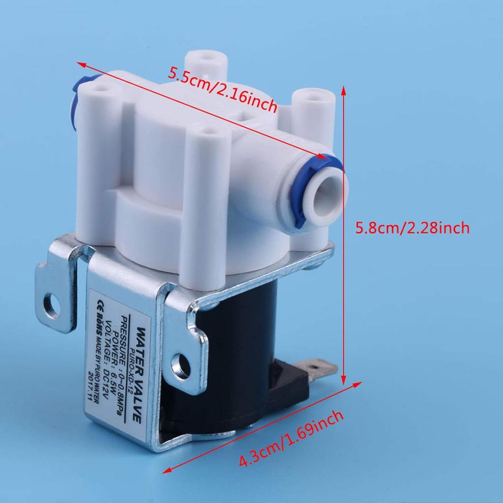 Water Valve, DC 12V Copper Plastic Electric Solenoid Valve Normally Close Purifier Water Valve for Water Filters
