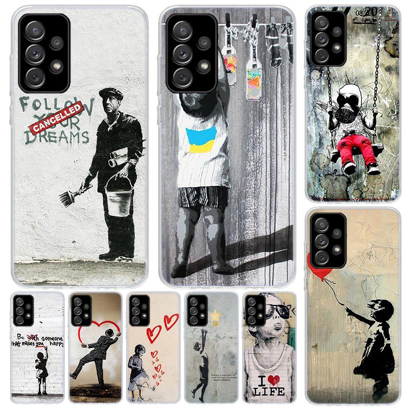 Street Art Banksy Graffiti Cover For Samsung Galaxy A51 A50 A71 A70 Phone Case A21S A31 A41 A10 A20E A30 A40 A01 A11 A6 A7 A8 A9