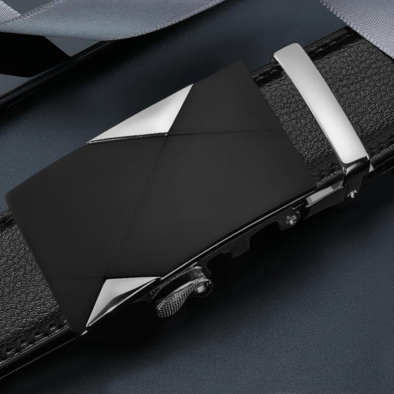 Мужской кожаный ремень с автоматической пряжкой, Простой и универсальный ремень в стиле Business Casual, Модный кожаный ремень для мужчин среднего и молодого возраста, Мужской