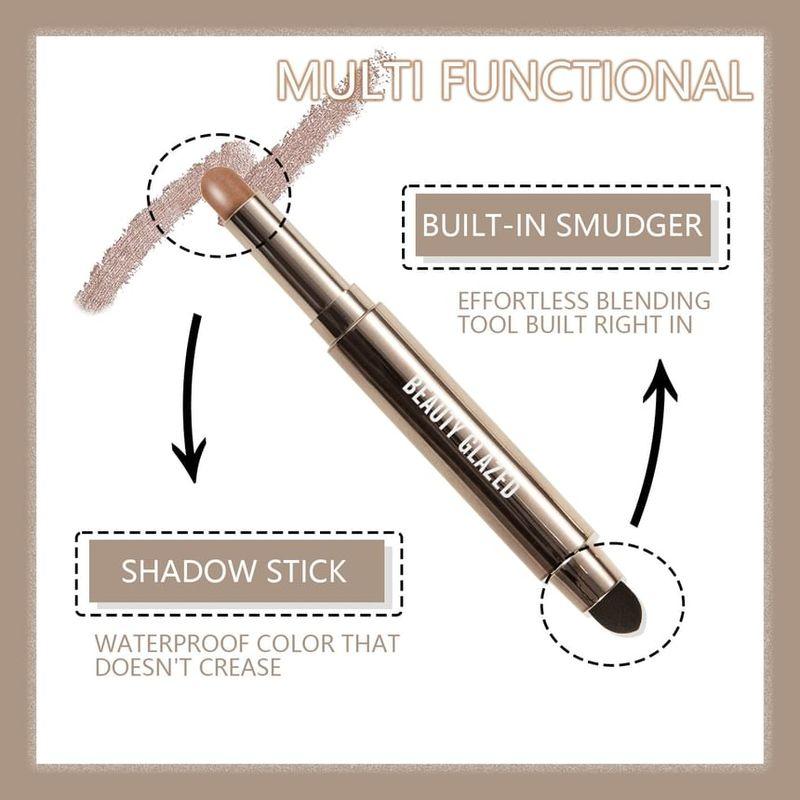 BEAUTY GLAZED - 2 в 1 Двусторонний стик для теней + растушевка - 10 цветов