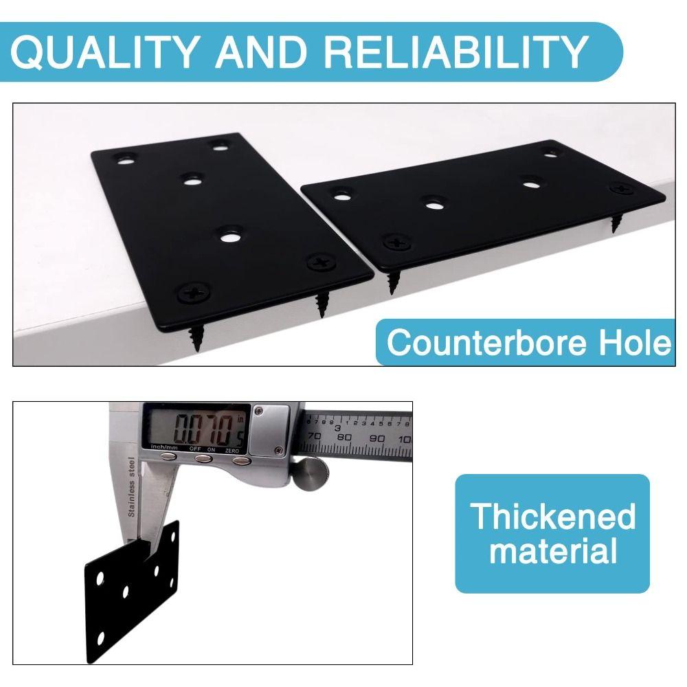4PCS 100 X 50 mm Metal Bracket Black Fixing Joining Plate Smooth Surface Flat Mending Plate Chair