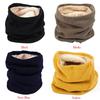 Double Layer Soft Knitted Neck Loop Cotton Velvet Lining Winter Warm Scarf Couples Pure Color