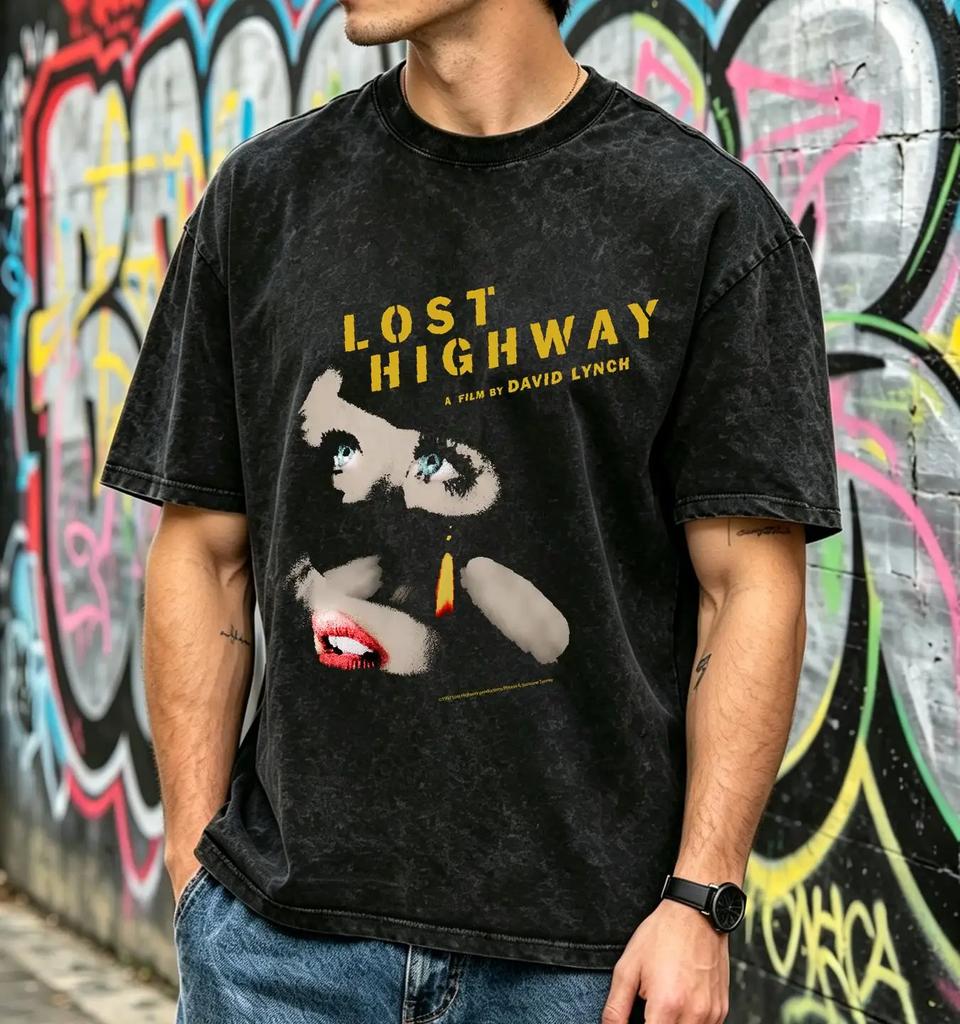 washed T Shirt Lost Highway David Lynch Movie Horror Film Twin Peaks Eraserhead long or short sleeves vintage Washed Versatile