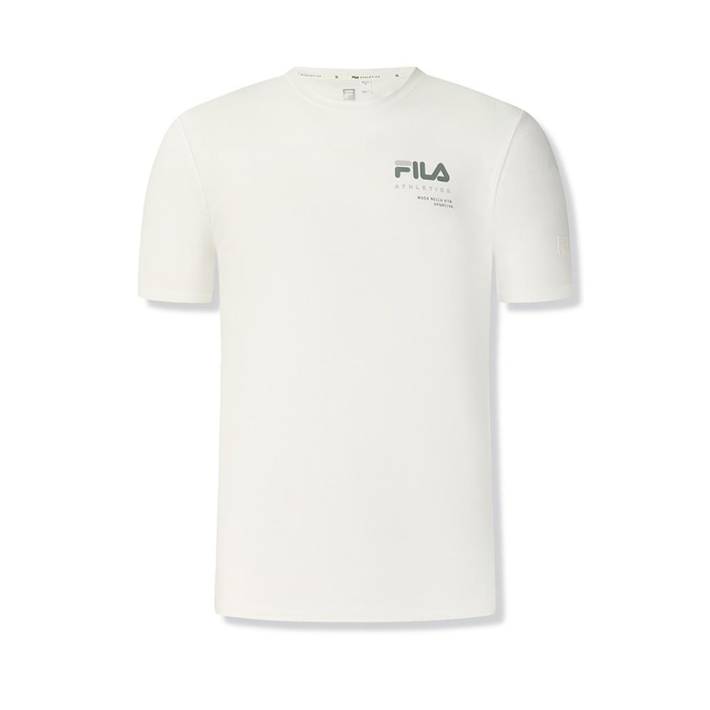 FILA Fitness T Shirts Men's Brown White Crew Neck Moderate A11M531116F-WT