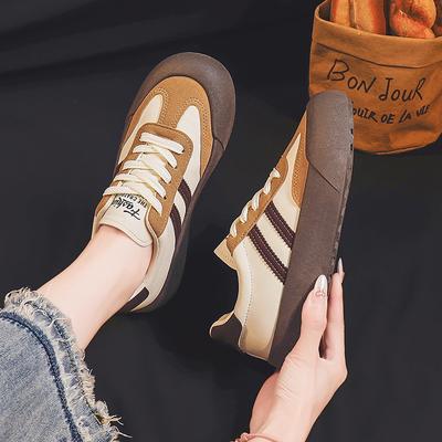 Немецкая тренировочная женская осенняя новая модная обувь на платформе с большой головой, повседневные маленькие белые туфли, женская ретро-универсальная спортивная обувь для скейтборда