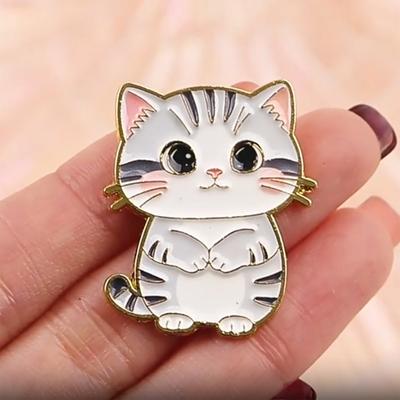 Декоративная брошь Эмаль Форма мультяшного кота Сплав цинка Значок на лацкан Свитер Платье Костюм Значок на лацкан Универсальный аксессуар для наряда