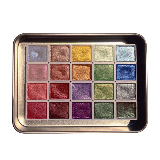 20 цветов, набор сверкающих акварельных красок с высокой прозрачностью и тонким распределением пигмента, набор для акварельной живописи