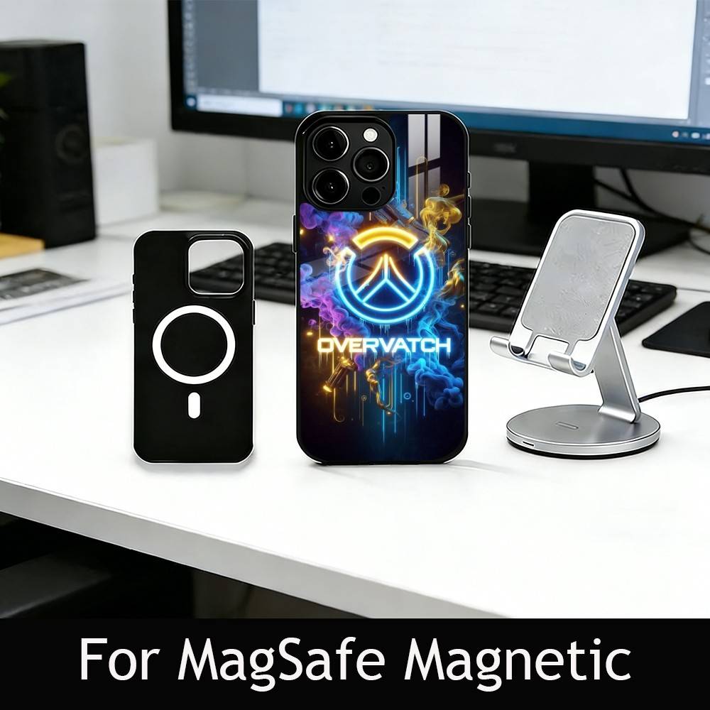 G-Game O-Overwatch Чехол для телефона iPhone17,16,15,14,13,12,11 Plus,Pro Магнитный Для Magsafe Беспроводной зарядки