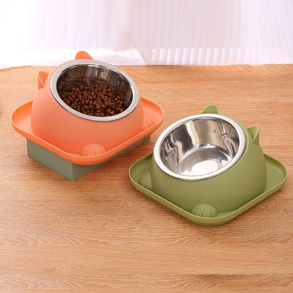 Stainless Steel Cat Bowl Anti Tipping Anti-Spill Cat Feeder with Non-Slip Pad Multi-use Pet Feeding Basin Puppy Kitten