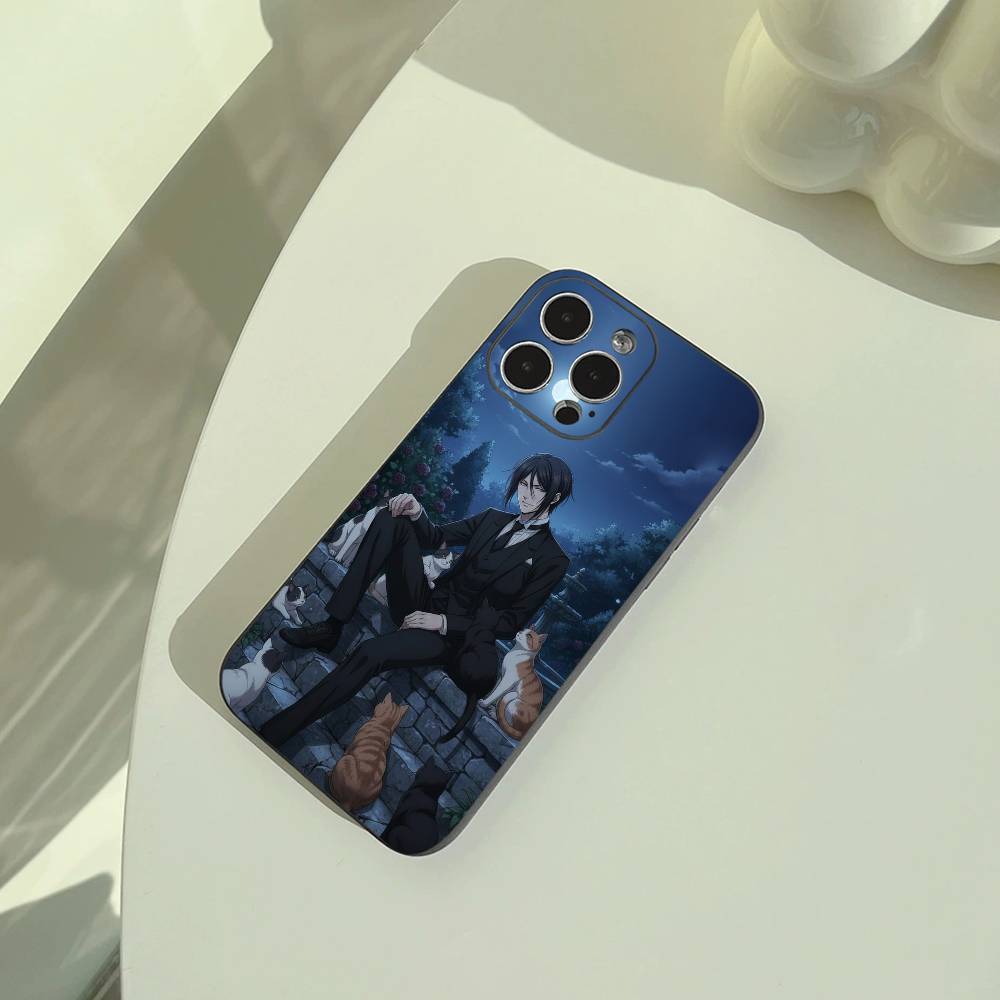Классическое аниме-B--Черный дворецкий Чехол для телефона для iPhone 17,16,15,14,13,12,11 Pro Max, Легкий и практичный Мягкий черный чехол