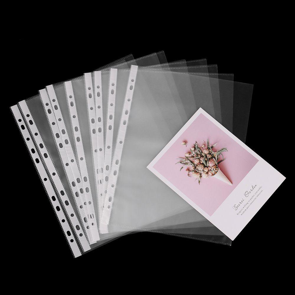 100PCS Transparent A4 Loose-leaf File Pocket 11 Holes File Storage Protective Film