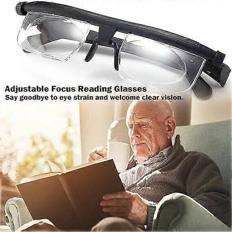Dial Adjustable Glasses Variable Focus Reading Distance Vision Eyeglasses, 2pcs