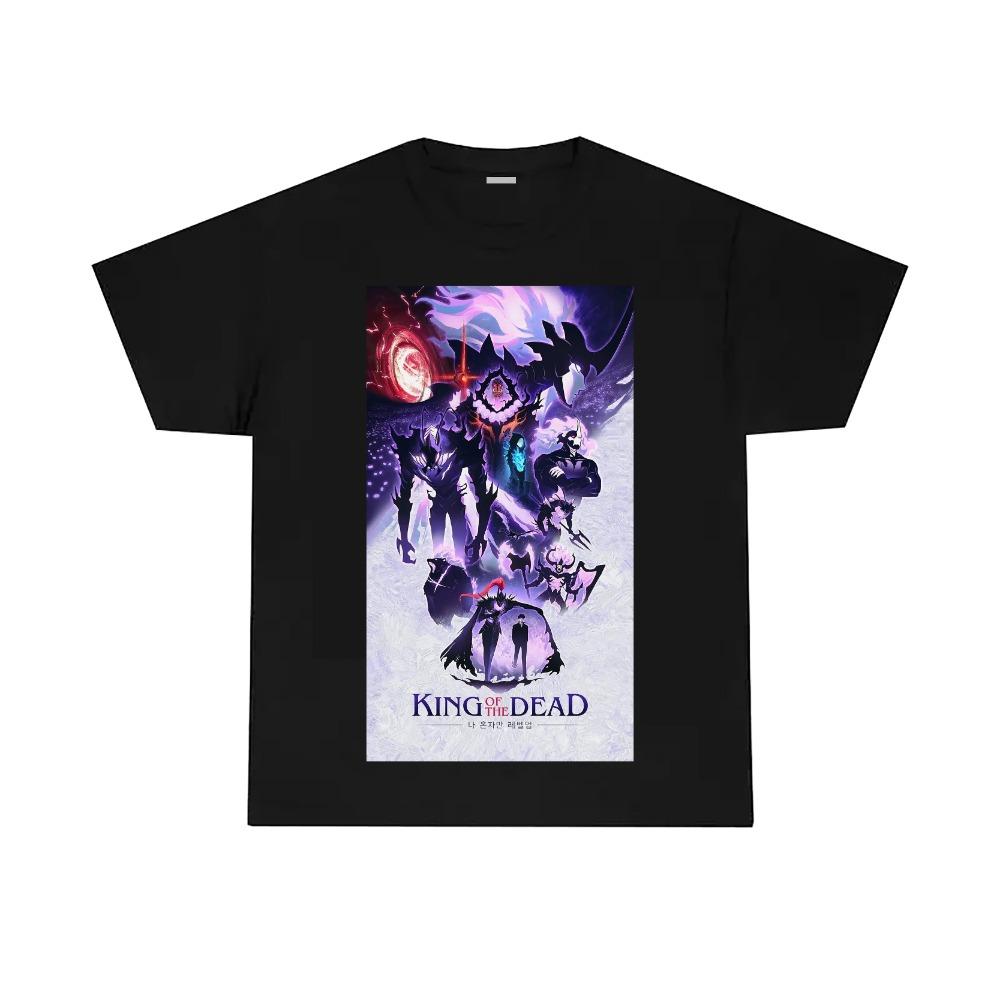 Аниме Solo L-Levelings Shadow Legion Shadow King Print Повседневная уличная одежда для пар Футболка Топ 100% хлопок с коротким рукавом