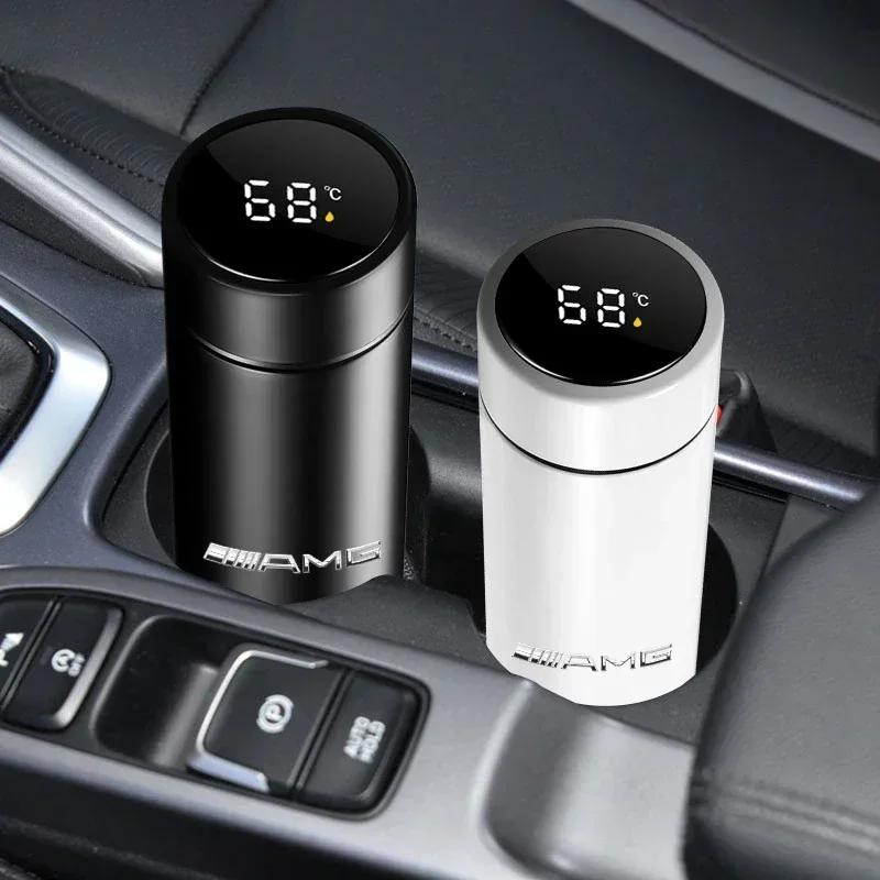 DJR5 New 2025 Hot AMG Badge Car Smart Thermos Bottle With Temperature Display Coffee Cup For Mercedes Benz New A/B/C/E/S Class W203 W