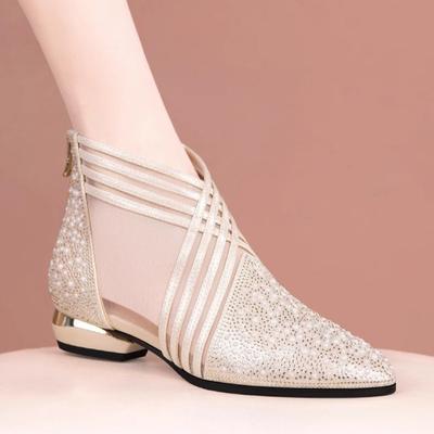 Весна и лето толстый каблук сумка голова сетчатые сапоги средний каблук полые сетчатые стразы жемчуг модные босоножки женские босоножки