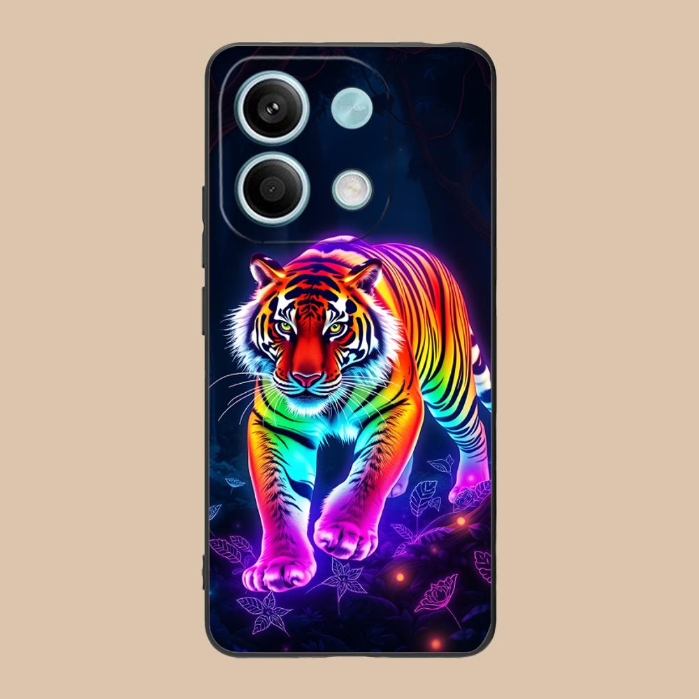 Неоновый чехол для мобильного телефона с тигром для Xiaomi 15 14 13 12 Mi 11 T Ultra Lite Pro S X 5G Цветной печатный чехол Роскошный Красивый