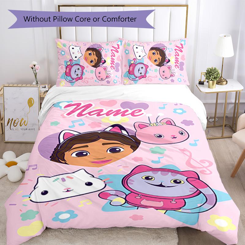 3pcs Gaby's Bubble House1 Cover Set - Personalized Name, HD Printed Bedding with 1 Cover and 2 Pillowcases - Perfect for Home Decor, Easy Care